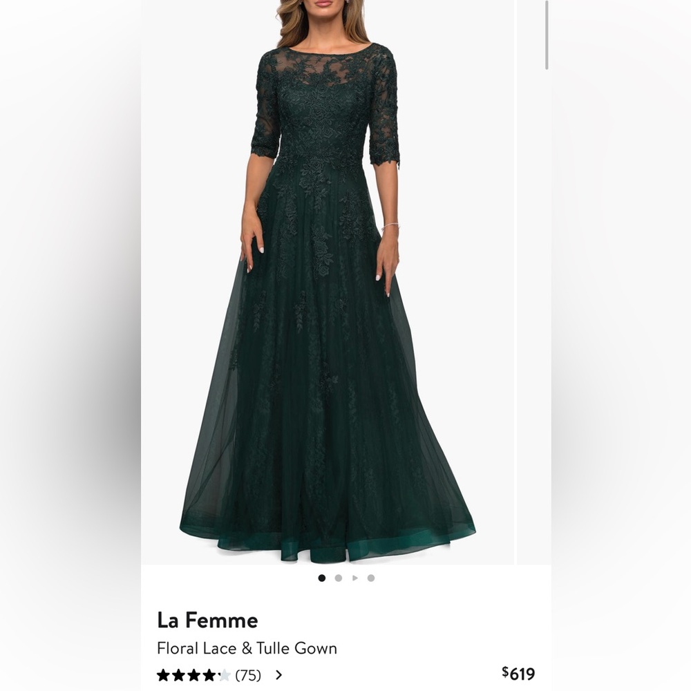 NWOT La Femme Emerald Ball Gown Dress